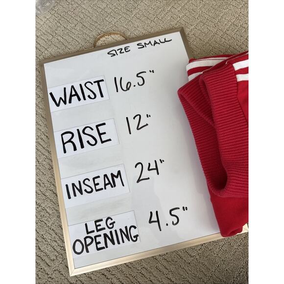 Adidas Pants Mens Small Red Joggers Athletic Three Stripes Trefoil Pockets - Picture 10 of 10